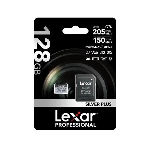 Carte micro sdxc LEXAR MICROSDXC SILVER + 128 G V 30 - 3