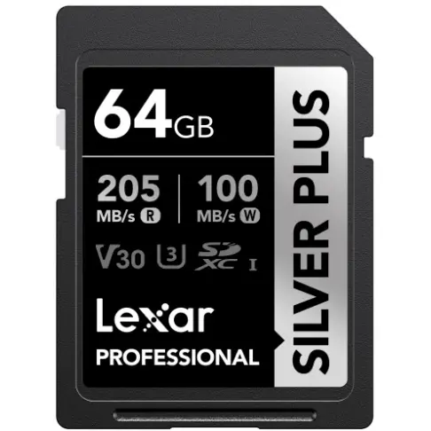 Carte secure digital LEXAR SDXC SILVER PLUS 64 G V 30 - 3
