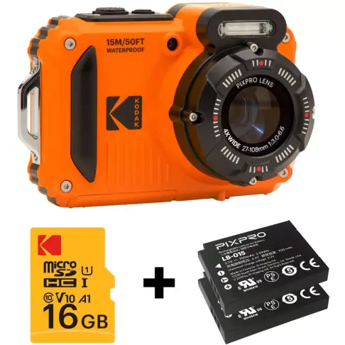 Appareil photo compact étanche KODAK WPZ ORG + BATT + MICROSD 16 G - 1