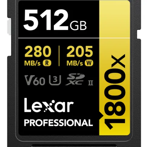 Carte mémoire LEXAR SD PRO GOLD 1800 X 512 GB V 60 - 4