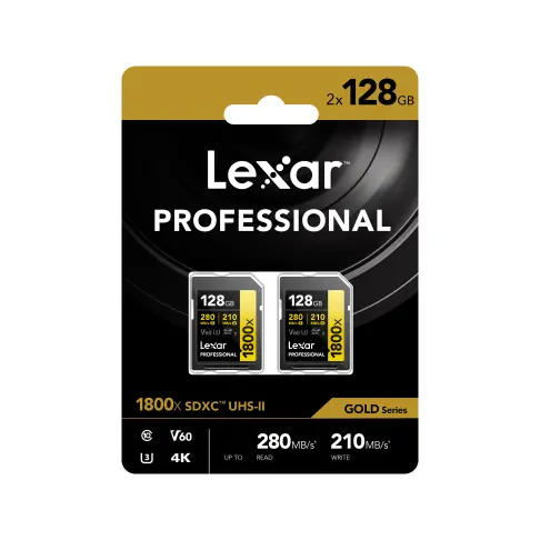 Carte mémoire LEXAR SD PRO GOLD 128 G V 60 2 PACK - 1